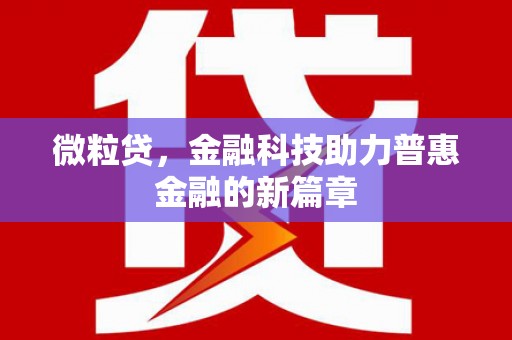 武侯微粒贷，金融科技助力普惠金融的新篇章