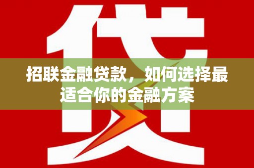 武侯招联金融贷款，如何选择最适合你的金融方案