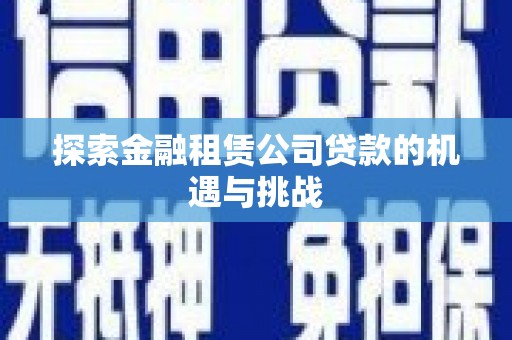 武侯探索金融租赁公司贷款的机遇与挑战