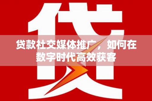 武侯贷款社交媒体推广，如何在数字时代高效获客