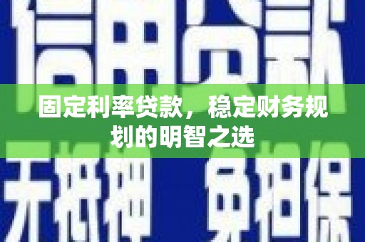 武侯固定利率贷款，稳定财务规划的明智之选