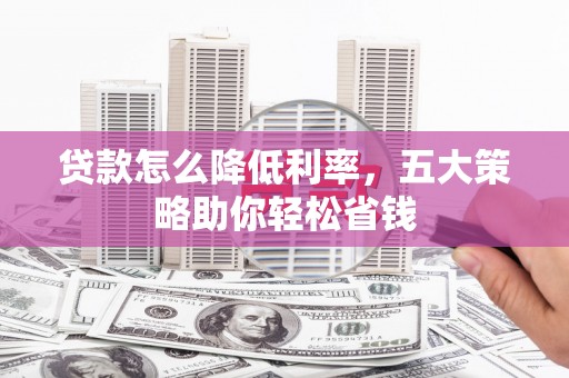 武侯贷款怎么降低利率，五大策略助你轻松省钱
