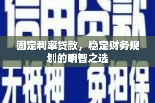 武侯固定利率贷款，稳定财务规划的明智之选