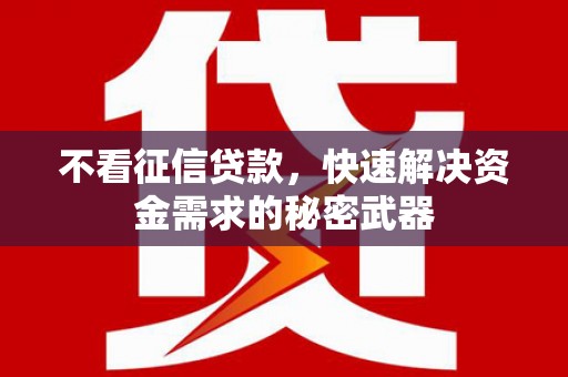 武侯不看征信贷款，快速解决资金需求的秘密武器