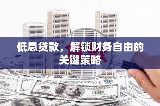 武侯低息贷款，解锁财务自由的关键策略