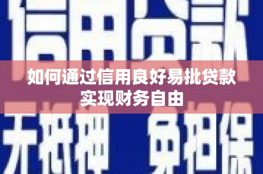 武侯如何通过信用良好易批贷款实现财务自由