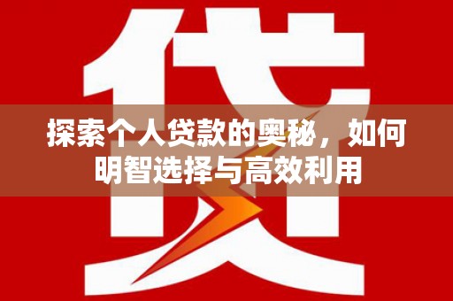 武侯探索个人贷款的奥秘，如何明智选择与高效利用