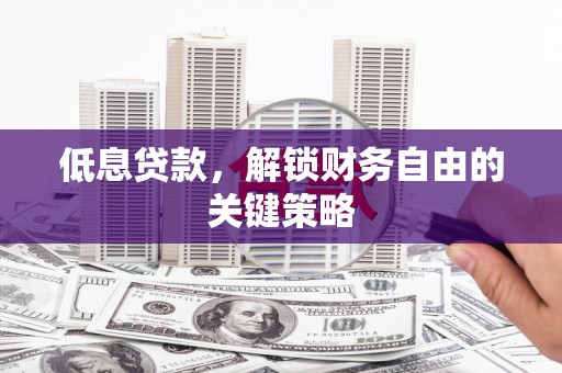 武侯低息贷款，解锁财务自由的关键策略
