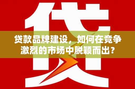 武侯贷款品牌建设，如何在竞争激烈的市场中脱颖而出？