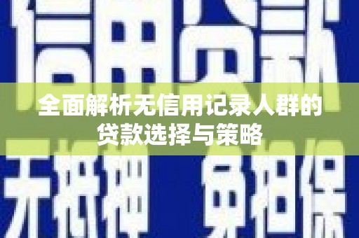 武侯全面解析无信用记录人群的贷款选择与策略